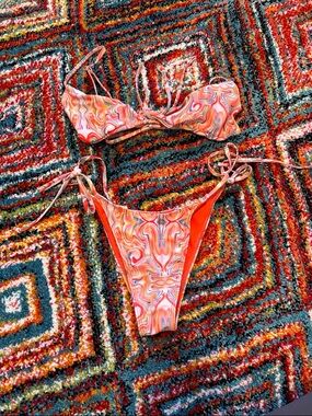 Strawberry Milk Mob Multicolor Swirl Bikini Top